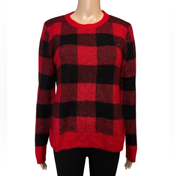 Old Navy Red and Black Buffalo Plaid Sweater - Size Medium - Picture 1 of 3